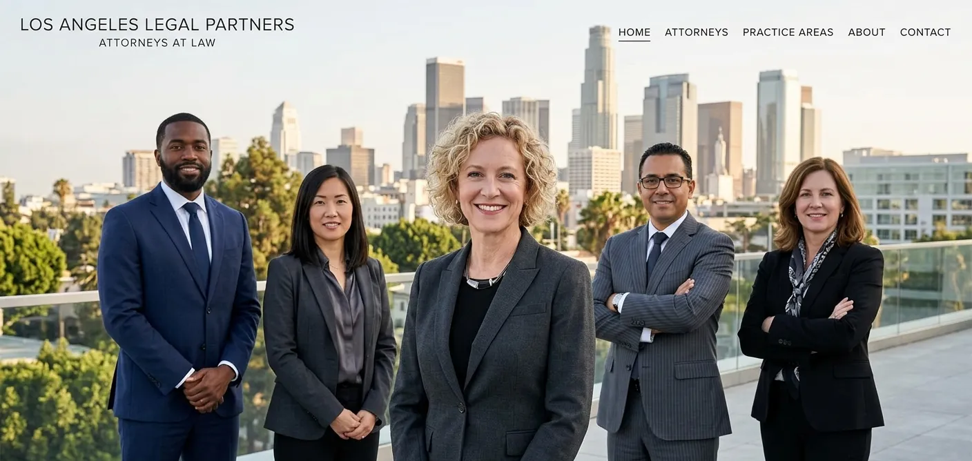 Professional attorney headshots and team photography for Los Angeles law firm website